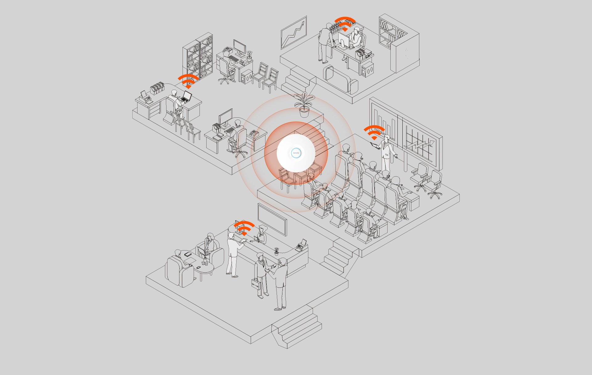 TENDA I29 AX3000 Dual Band Kurumsal Access Point 360 ° 500 metreye kadar