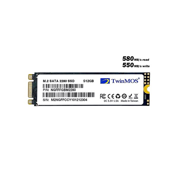 TWINMOS 512GB NGFFFGBM2280 580- 550MB/s M2 Sata Disk