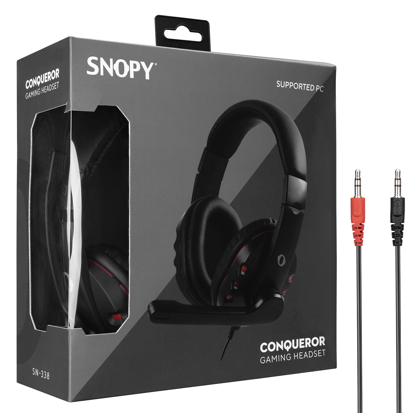 SNOPY Conqueror USB Siyah/Kırmızı Gaming Mikrofonlu Kulaklık SN-338 ikinci görünüm
