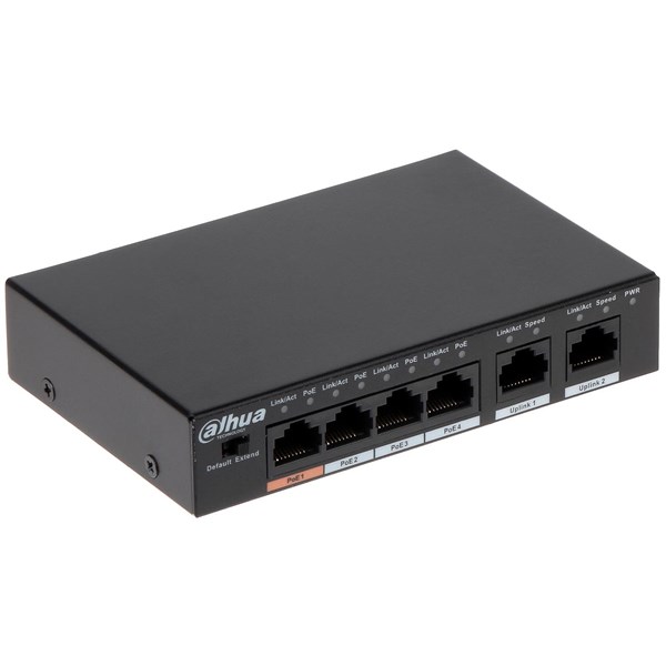 DAHUA 6port-4port PoE 60w 2-Uplink 10/100 Yönetilemez Switch PFS3006-4ET-60-V2