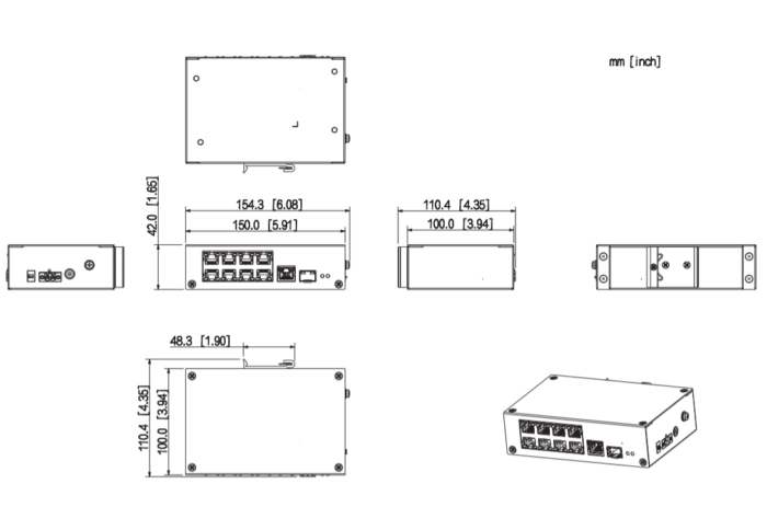 DAHUA 8port PoE 96w 1-SFP/1-Uplink  10/100 Yönetilemez Endüstriyel Switch PFS3110-8ET-96-V2