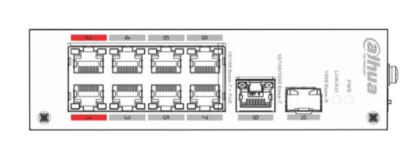 DAHUA 8port PoE 96w 1-SFP/1-Uplink  10/100 Yönetilemez Endüstriyel Switch PFS3110-8ET-96-V2