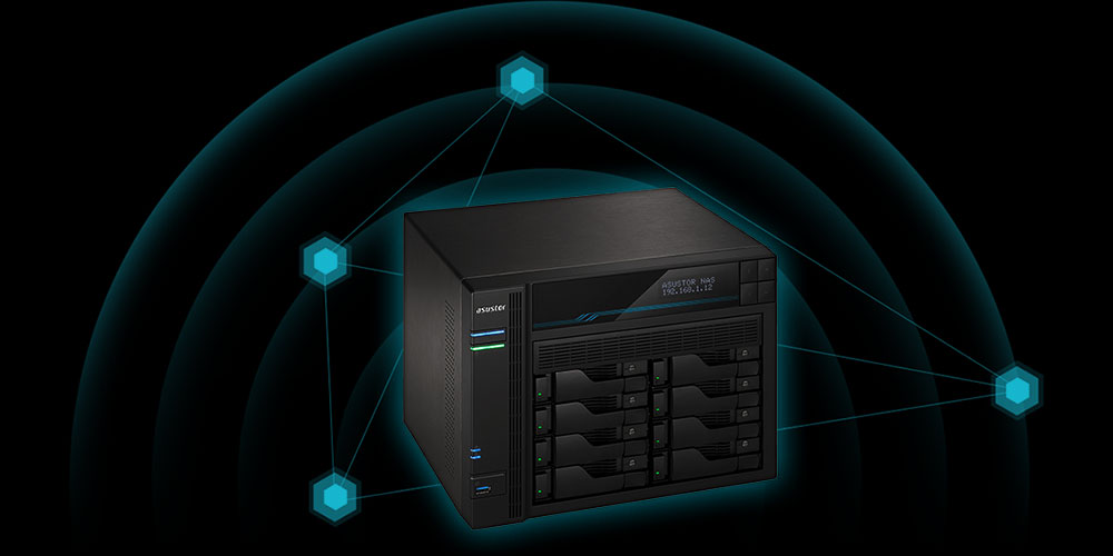 ASUSTOR 8diskli Atom QC-8GB RAM-2-10Gbe Nas Server AS6508T