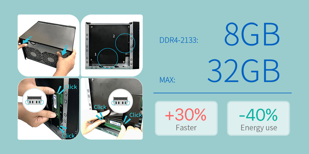 ASUSTOR 8diskli Atom QC-8GB RAM-2-10Gbe Nas Server AS6508T