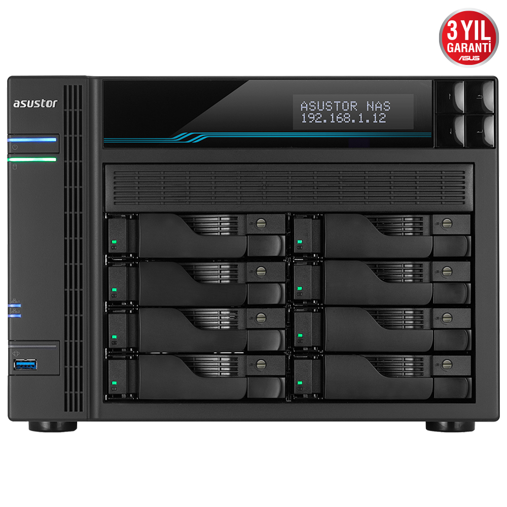 ASUSTOR 8diskli Atom QC-8GB RAM-2-10Gbe Nas Server AS6508T ikinci görünüm