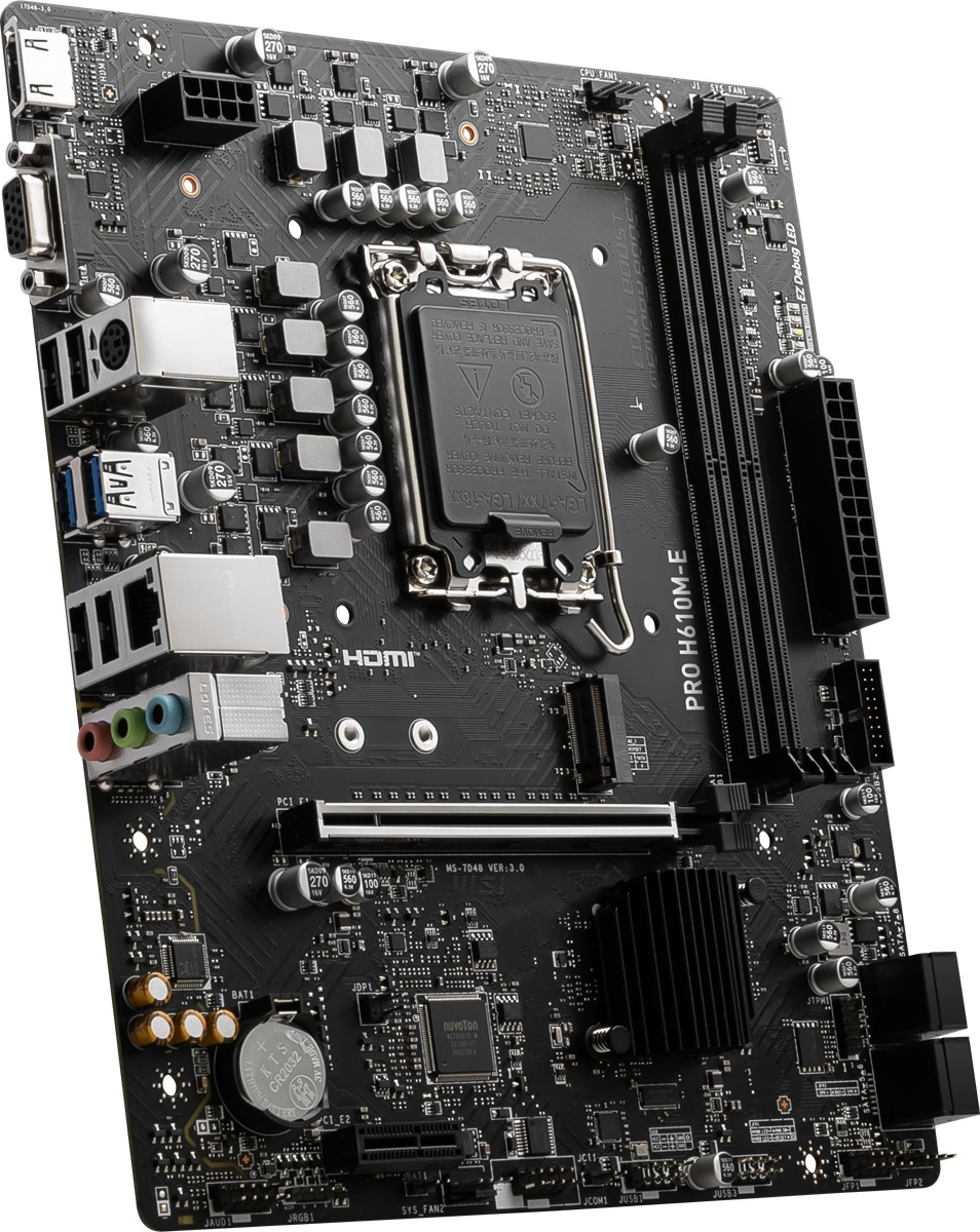 MSI PRO H610M-E DDR5 M2 PCIe NVME HDMI PCIe 16X v4.0 1700p mATX