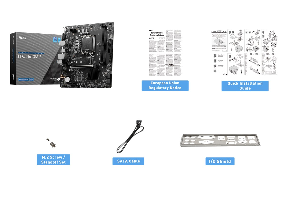 MSI PRO H610M-E DDR5 M2 PCIe NVME HDMI PCIe 16X v4.0 1700p mATX