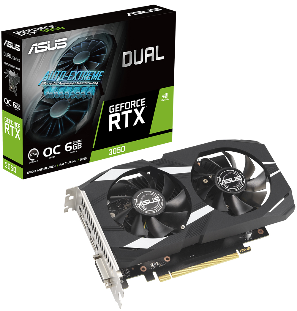 ASUS RTX3050 6GB DUAL RTX3050-O6G GDDR6 96bit HDMI DVI DP PCIe 16X v4.0