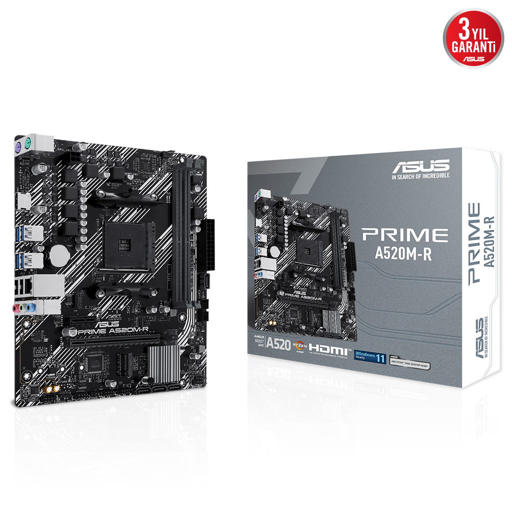 ASUS PRIME A520M-R DDR4 HDMI PCIE 4.0 AM4 mATX ikinci görünüm