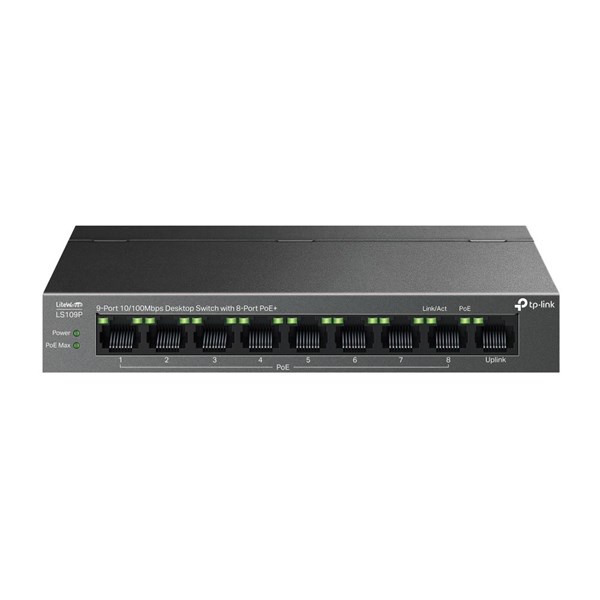 TP-LINK 8port PoE 63w 10/100 Yönetilemez Switch LS109P ikinci görünüm