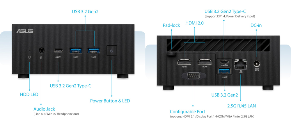ASUS CORE i3-1220P RAM YOK- DİSK YOK- FDOS MINI PC / PN64-BB3012MD