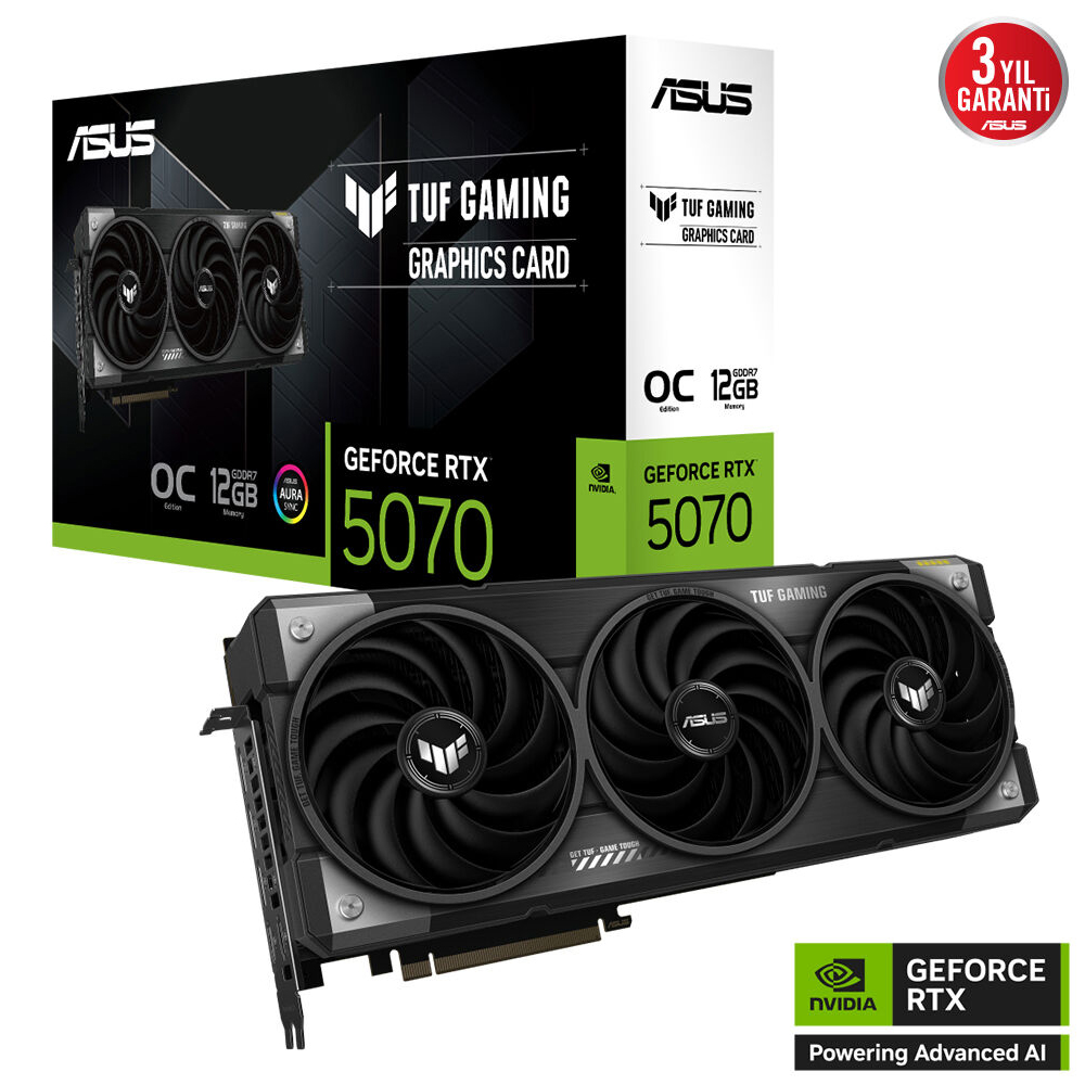 ASUS 12GB TUF GAMING RTX5070-O12G GDDR7 192bit HDMI-DP PCIE 5.0