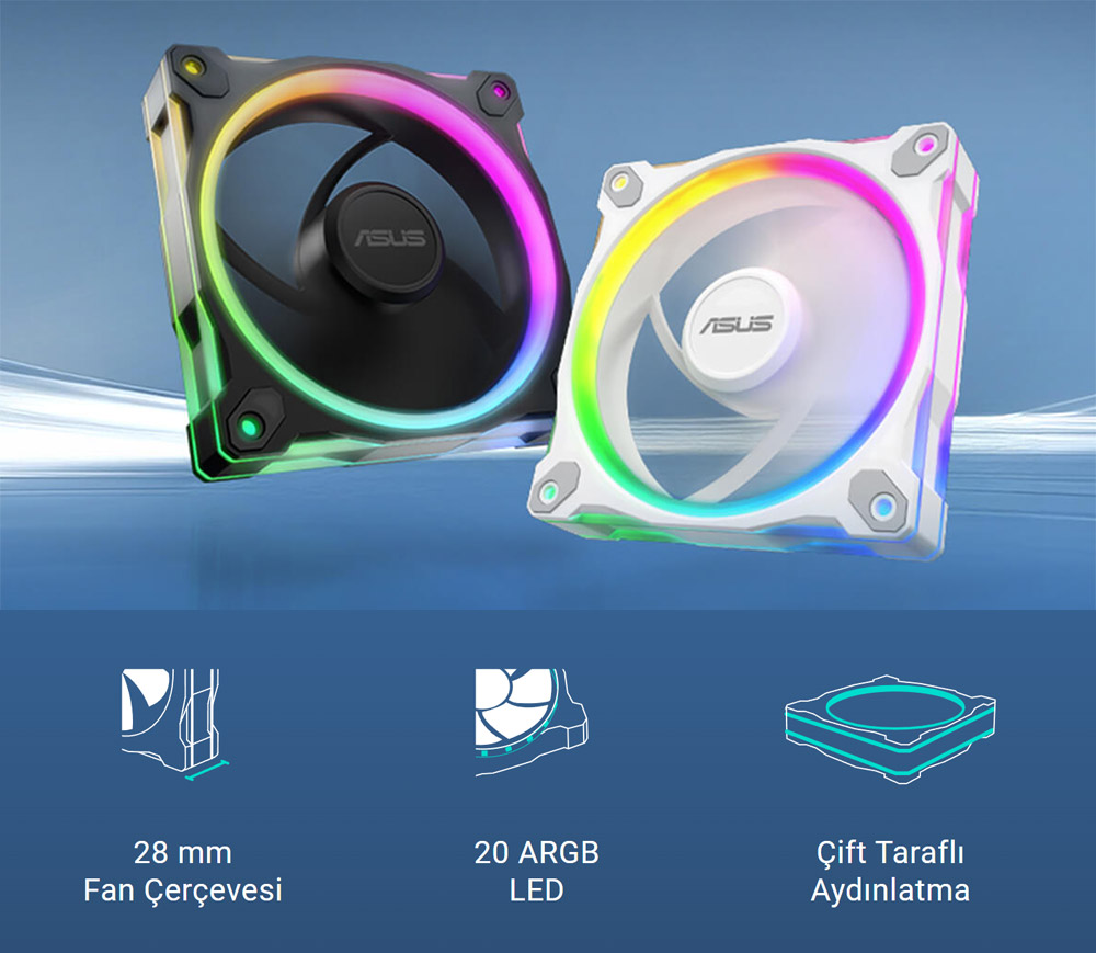 Asus Prime MR120 ARGB 120mm PWM Kasa Fanı - Beyaz /  90DA00I3-B09000