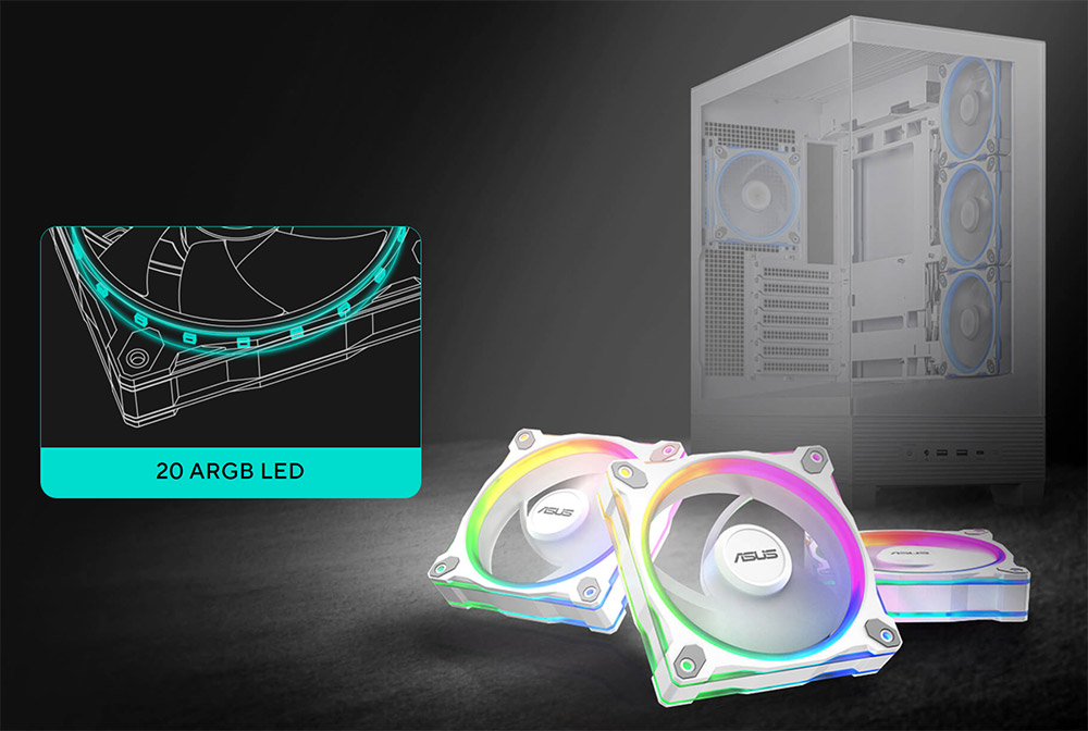 ASUS Prime MR120 Reverse Blade ARGB 120mm Kasa ve Radyatör Fanı (Ters Kanat - Beyaz) / 90DA00L3-B09000