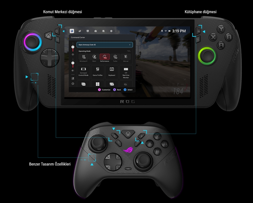ASUS ROG Raikiri II GX501 Xbox ve PC Uyumlu RGB Kablosuz Gamepad