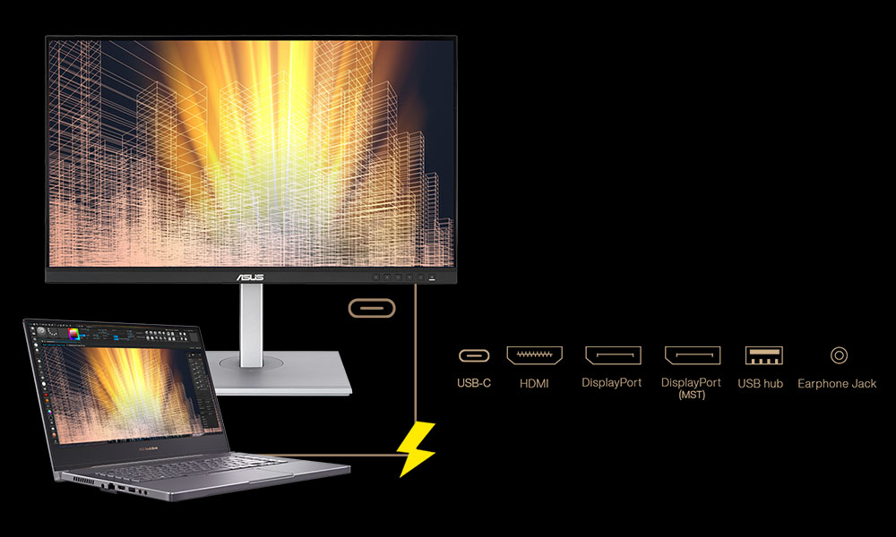 ASUS 23.8" IPS PROART PA247CV 5ms 75Hz HDMI-DP TypeC Multimedya Gırafik Tasarım Monitörü 1920x1080 / 90LM03Y1-B02370
