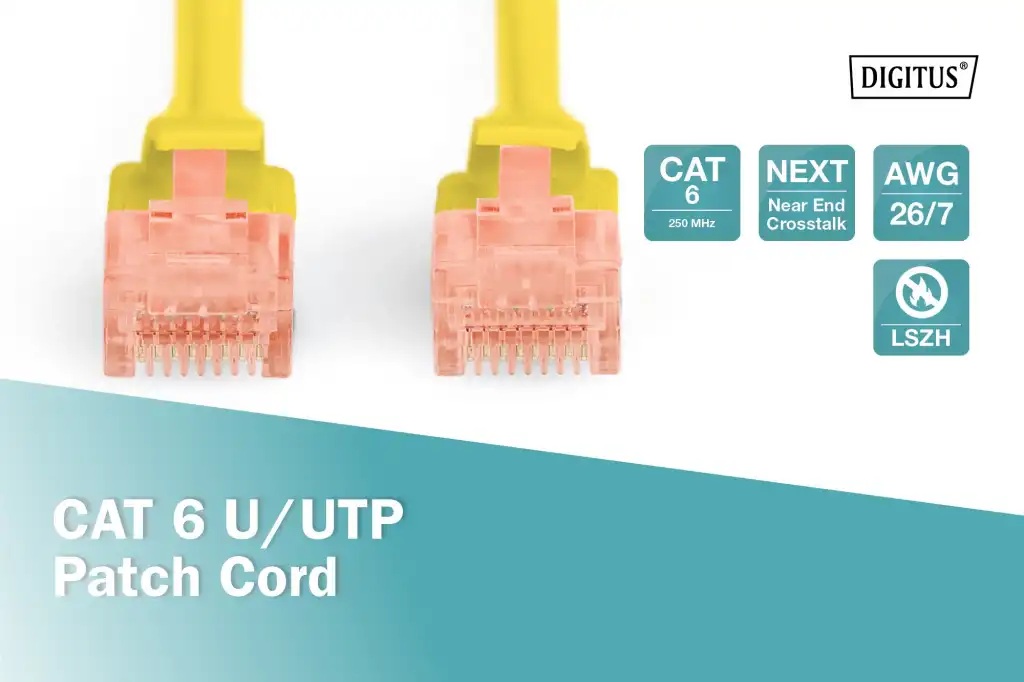 DIGITUS 2metre CAT6 Utp DK-1617-020/Y Sarı Patch Kablo (10'lu Paket)