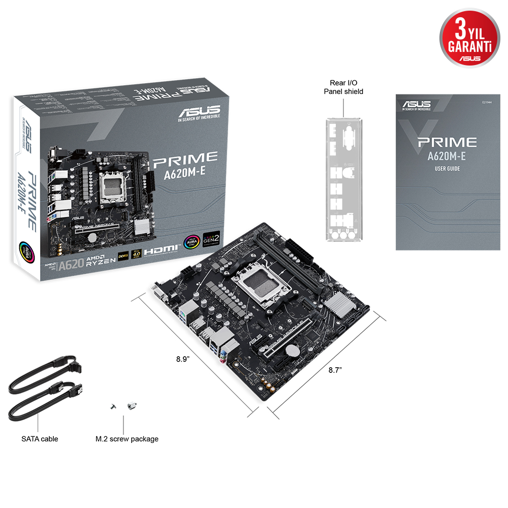 ASUS PRIME A620M-E-CSM DDR5 HDMI DP PCIE 4.0 AM5 mATX Kurumsal Anakart