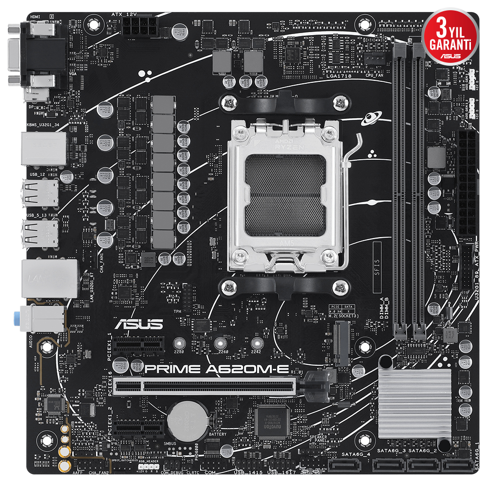 ASUS PRIME A620M-E-CSM DDR5 HDMI DP PCIE 4.0 AM5 mATX Kurumsal Anakart