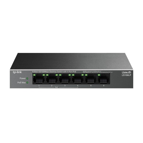 TP-LINK 6port 41w 4port PoE 10/100 Yönetilemez Switch LS106LP ikinci görünüm