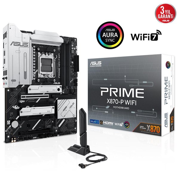 ASUS PRIME X870-P WIFI-7 DDR5 HDMI DP PCIE 5.0 AM5 ATX ikinci görünüm