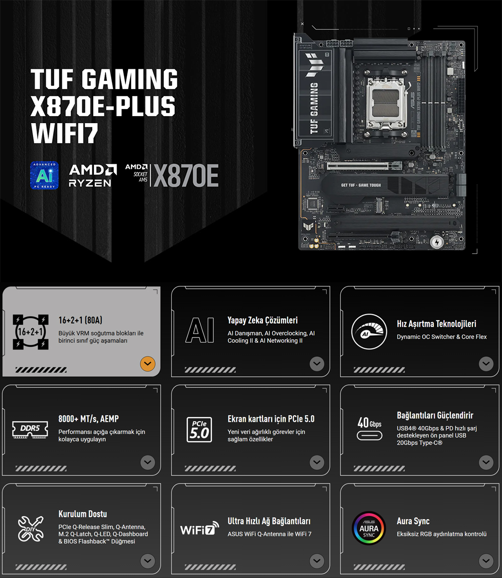 ASUS ROG STRIX X870E-E GAMING WIFI-7 DDR5 HDMI DP PCIE 5.0 AM5 ATX