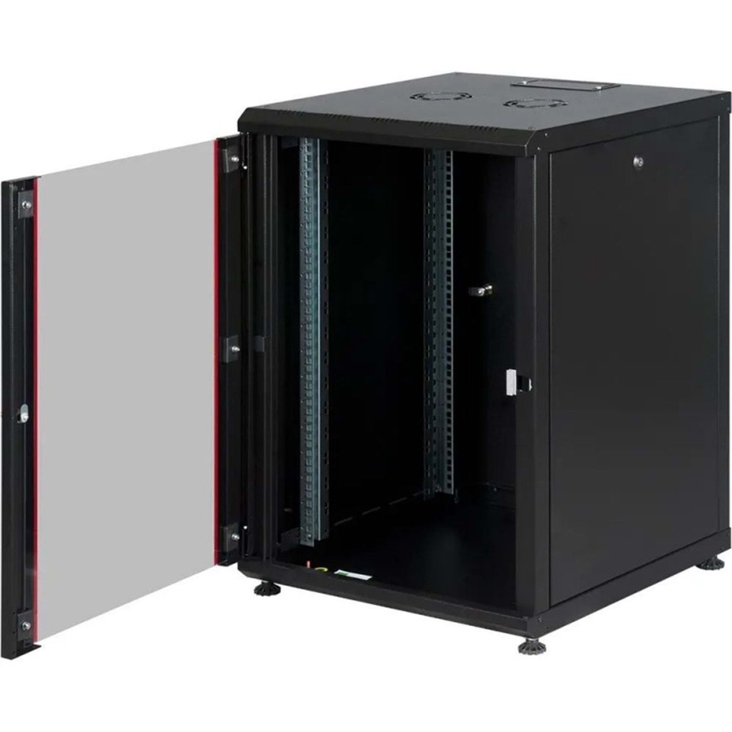 AGER 16U 600x800mm Dikili Tip Siyah Kabinet Agena AG-AN16U6080S1 Cam Kapak ikinci görünüm