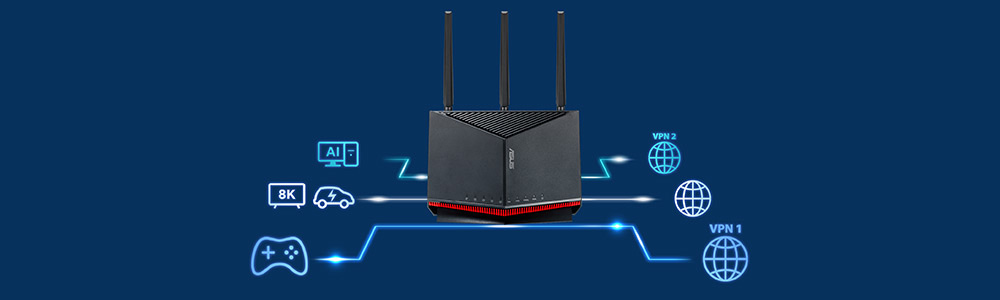 ASUS RT-BE86U Wıfı7 BE6800 Dual Band Router