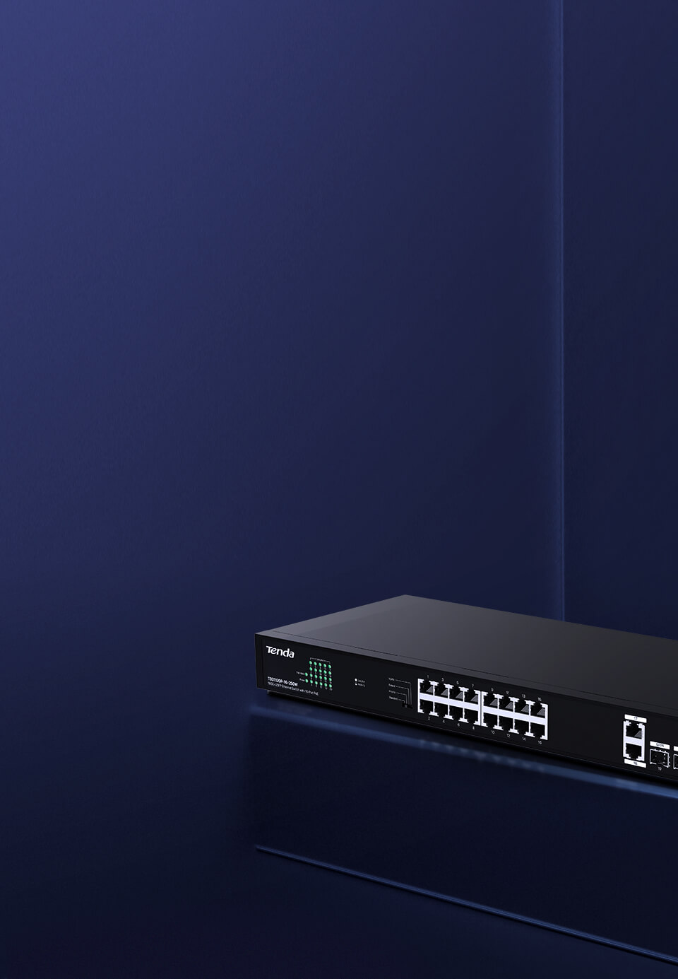 TENDA 16port PoE 250w 2-SFP 2-Uplink Gigabit Yönetilemez Switch TEG1120P-16-250W