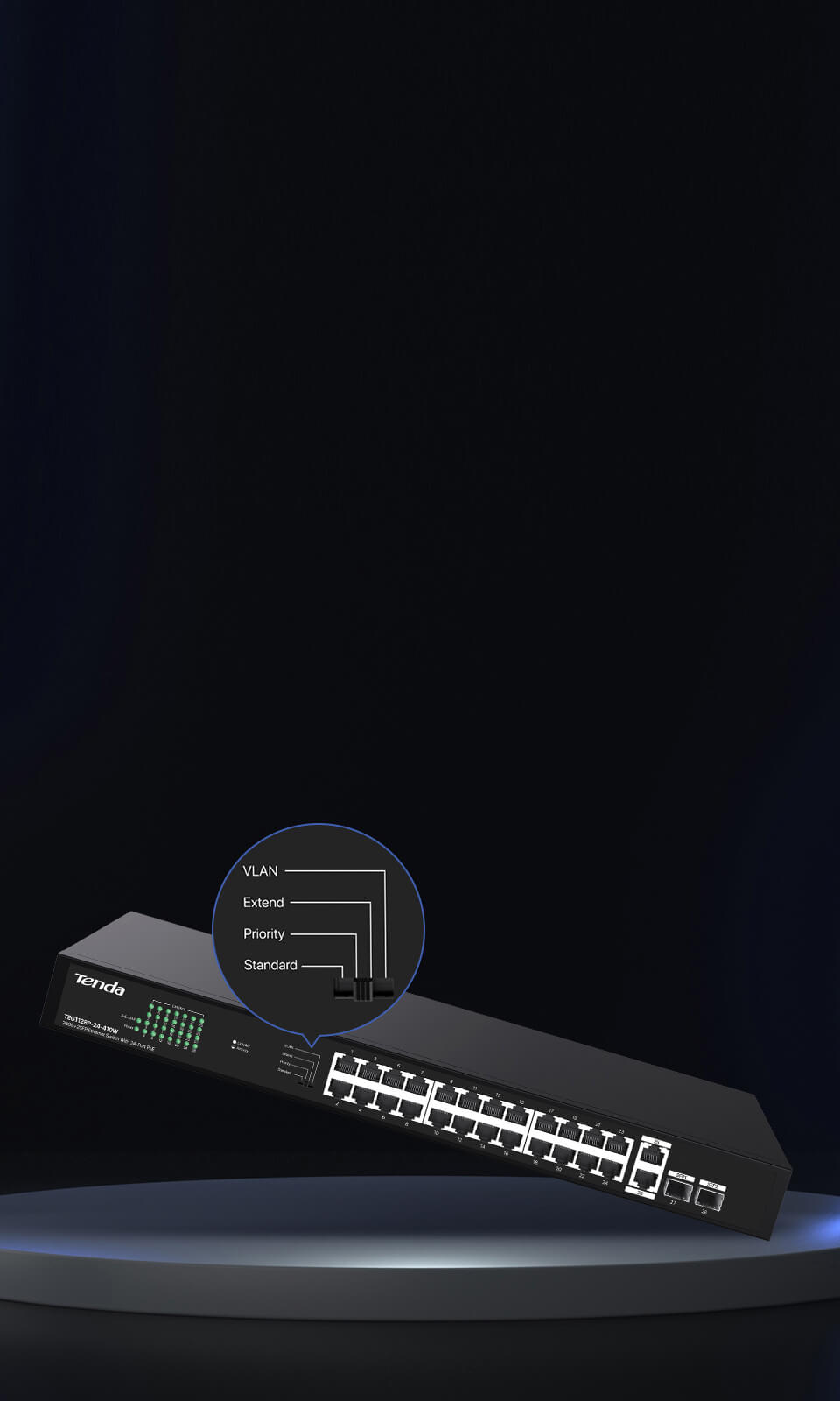 TENDA 16port PoE 250w 2-SFP 2-Uplink Gigabit Yönetilemez Switch TEG1120P-16-250W