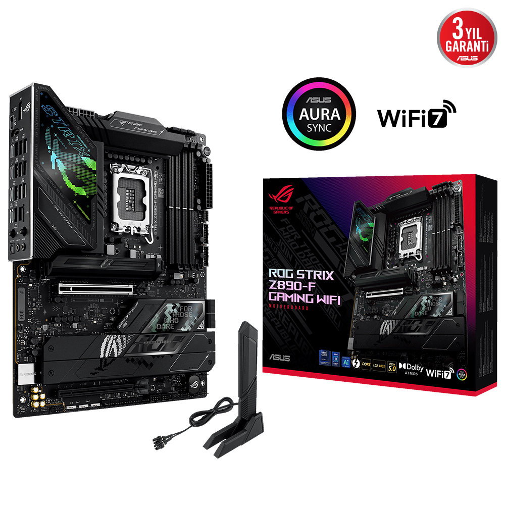ASUS ROG STRIX Z890-F GAMING WIFI-7 DDR5 THUNDERBOLT-HDMI DP PCIE 5.0 1851p ATX ikinci görünüm