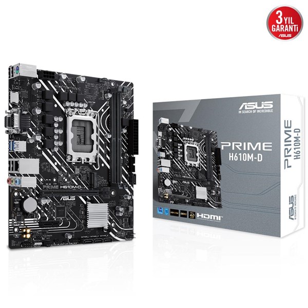 ASUS PRIME H610M-D DDR5 HDMI PCIE 4.0 1700p mATX ikinci görünüm