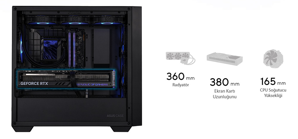 ASUS A21 PLUS Gaming Mid-Tower PC Kasası 4X RGB FANLI