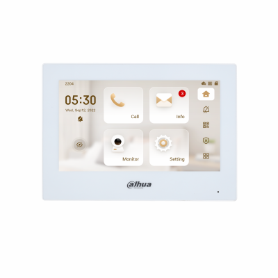 DAHUA 7" Dokunmatik DHI-VTH2621GW-WP Dahili WıFı IP Intercom Monitörü 1024x600 Beyaz