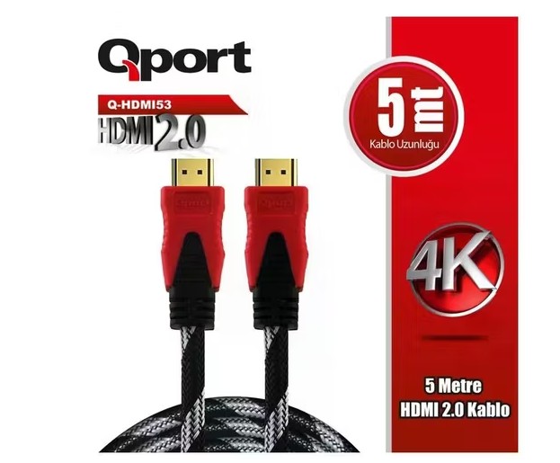 QPORT 5metre Q-HDMI53 HDMI Kablo 2.0 4K Altın Uç