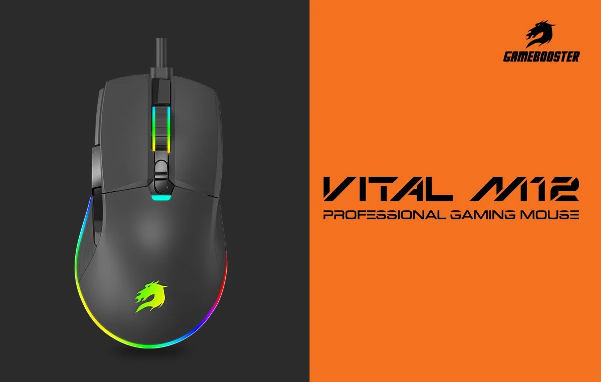 GAMEBOOSTER GB-M12B Kablolu USB 12800dpi Siyah Gaming Mouse