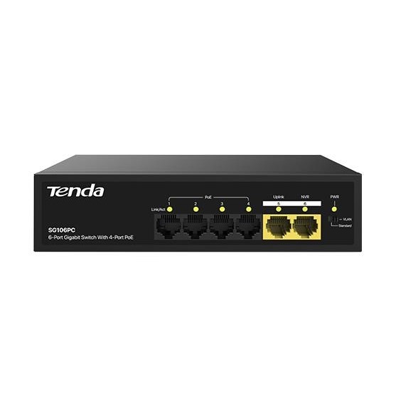 TENDA 6port-4port PoE 55w 2-Uplink Gigabit Yönetilemez Switch SG106PC ikinci görünüm