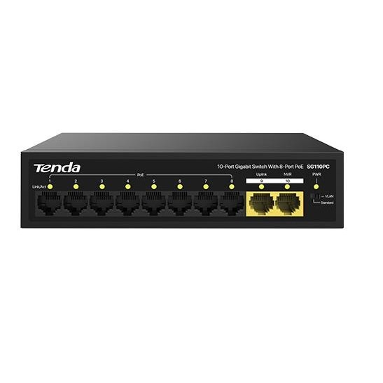 TENDA 8port PoE 100w 2-Uplink Gigabit Yönetilemez Switch SG110PC ikinci görünüm