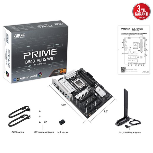 ASUS PRIME B840-PLUS WIFI-6E DDR5 HDMI DP PCIe 16X v4.0 AM5 mATX