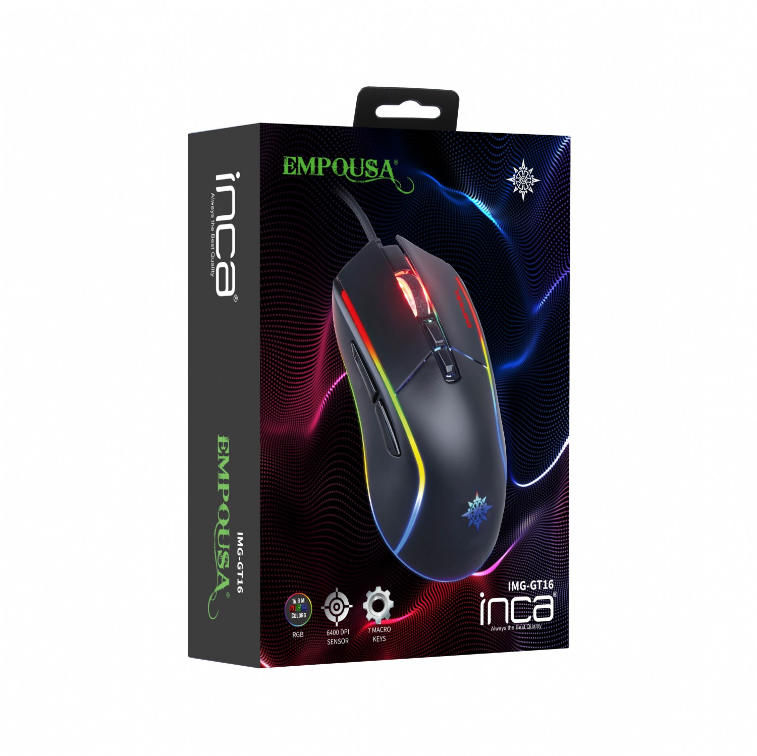 INCA IMG-GT16 Kablolu USB 6400dpi Siyah Gaming Mouse ikinci görünüm