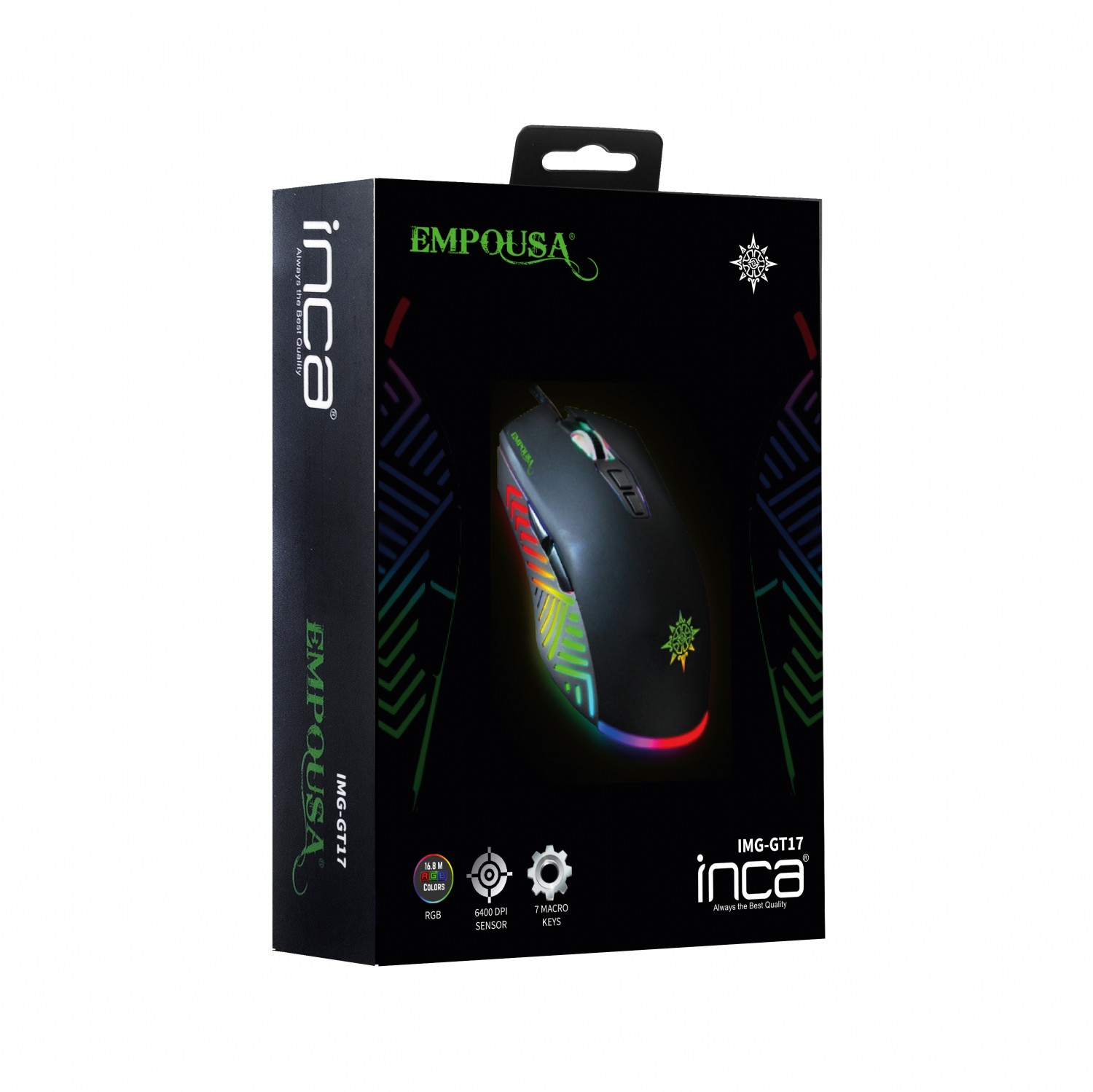 INCA IMG-GT17 Kablolu USB 6400dpi Siyah Gaming Mouse ikinci görünüm