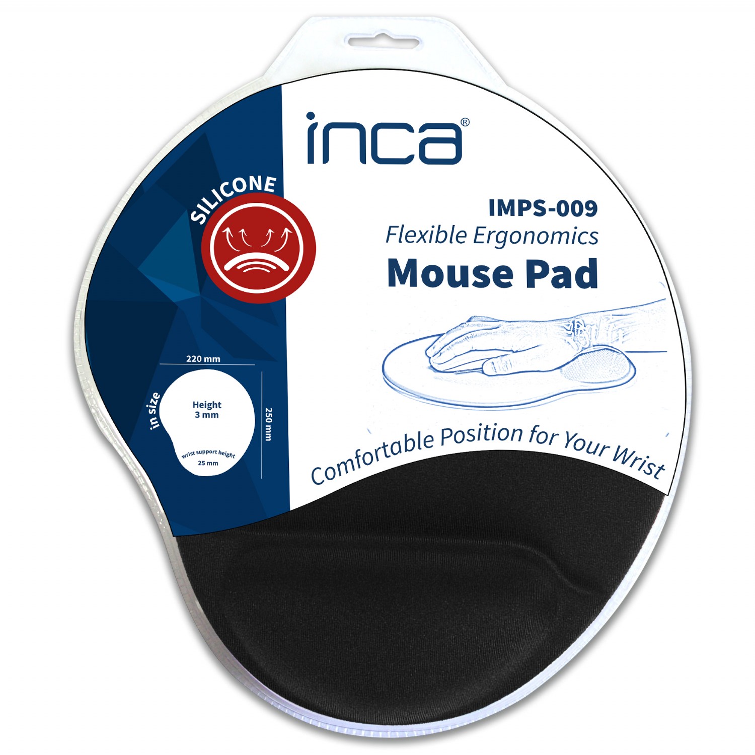 INCA IMPS-009 Bilek Destekli Siyah Mouse Pad ikinci görünüm
