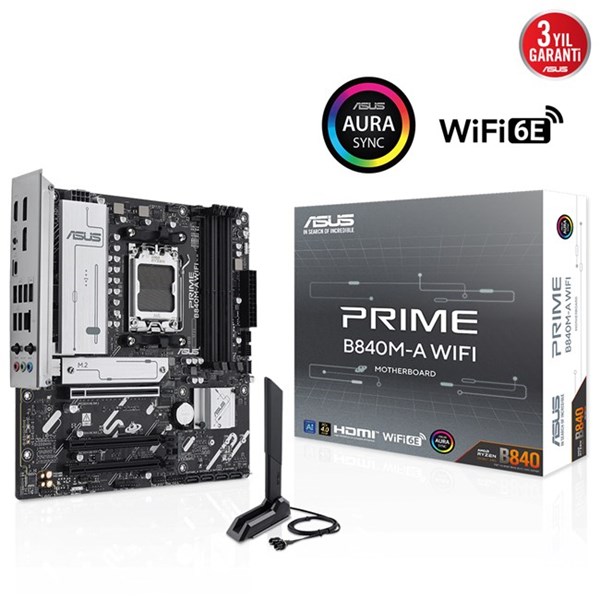 ASUS PRIME B840M-A WIFI6E DDR5 HDMI DP PCIE 4.0 AM5 mATX ikinci görünüm
