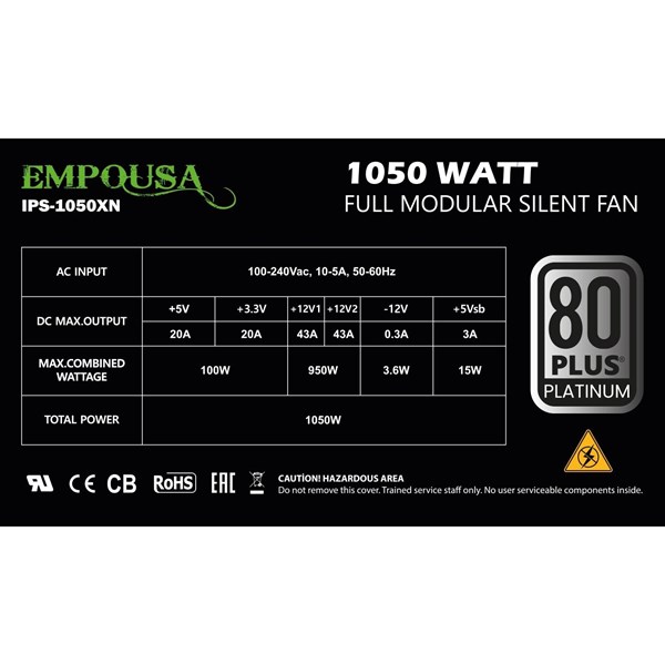INCA 1000W 80+ PLATINUM EMPOUSA IPS-1050XN PCIe5.0 Tam Modüler Power Supply