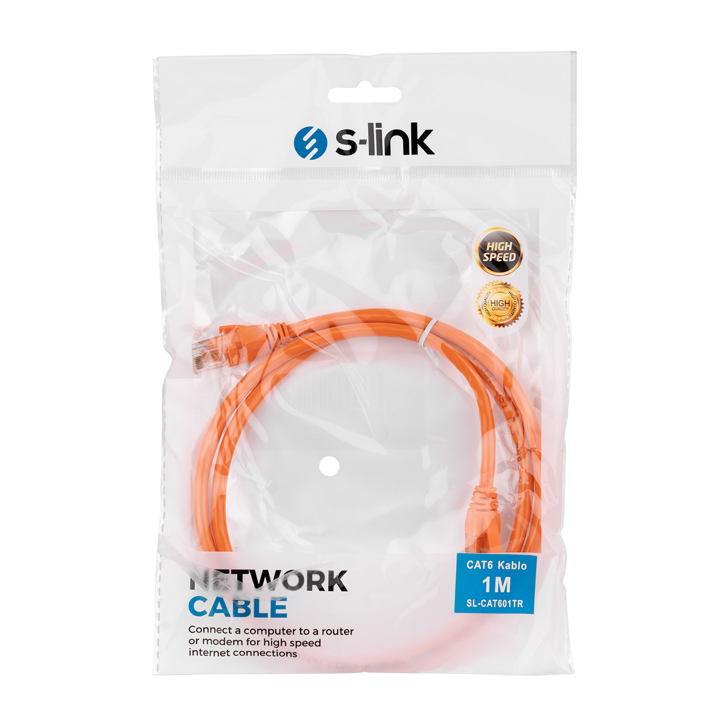 S-LINK 1metre CAT6 SL-CAT601TR Turuncu Patch Kablo ikinci görünüm