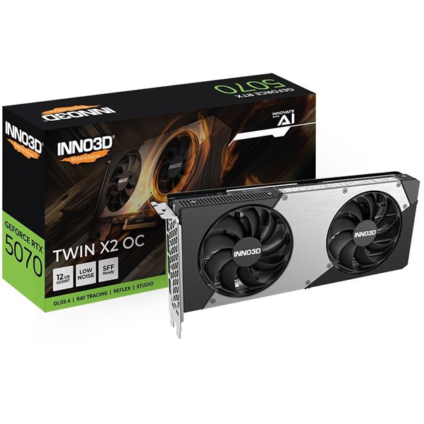 INNO3D RTX5070 12GB TWIN X2 OC N50702-12D7X-195064N GDDR7 192bit HDMI DP PCIe 5.0 ikinci görünüm