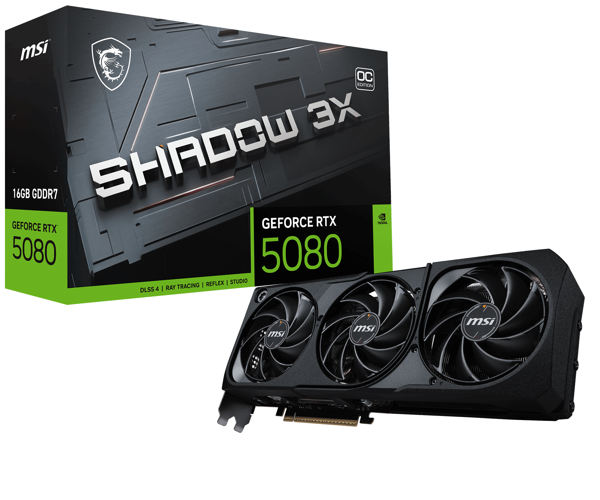 MSI RTX5080 16GB SHADOW 3X OC 16G GDDR7 256bit HDMI DP PCIe 5.0 ikinci görünüm
