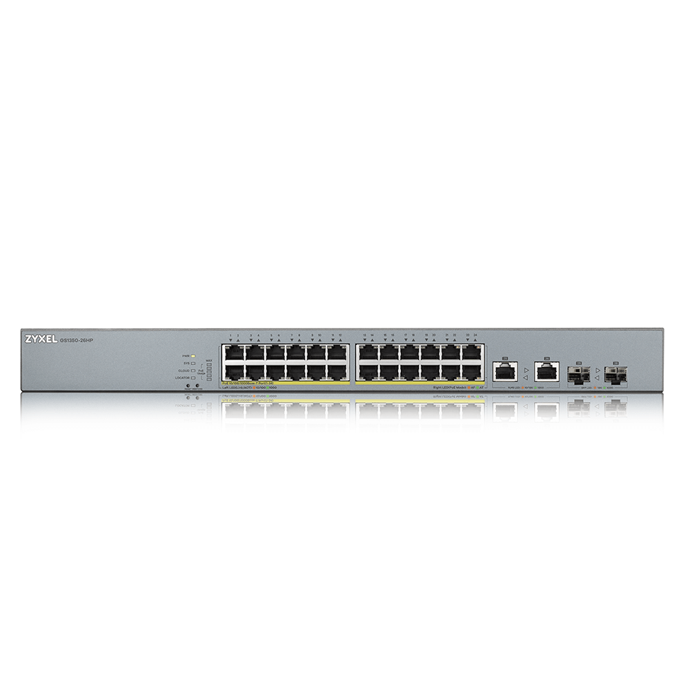 ZyXEL 24port PoE 375w 2-SFP Gigabit Yönetilebilir Switch GS1350-26HP ikinci görünüm