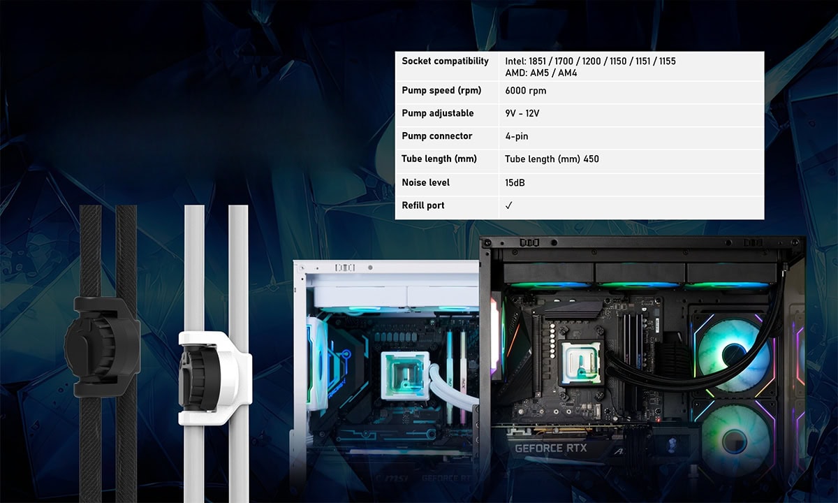 BITFENIX 240mm CUBE 240 AIO-240-WW27A-RP ARGB Sıvı Soğutmalı AM5-1851p İşlemci Fanı Beyaz