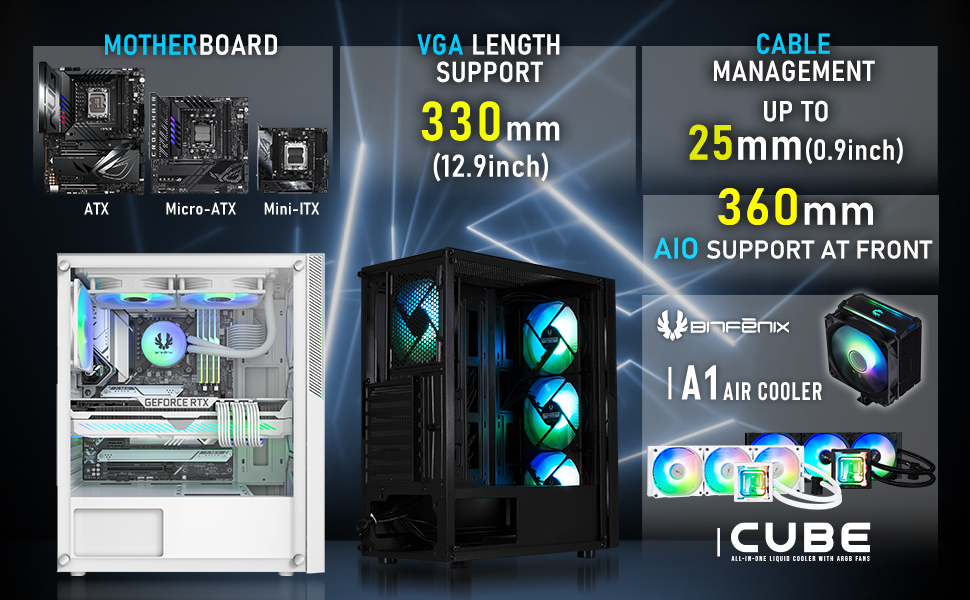 BITFENIX 600W 80+ C20 BFC-C20W60KKGKK-4F Gaming Mid-Tower PC Kasası